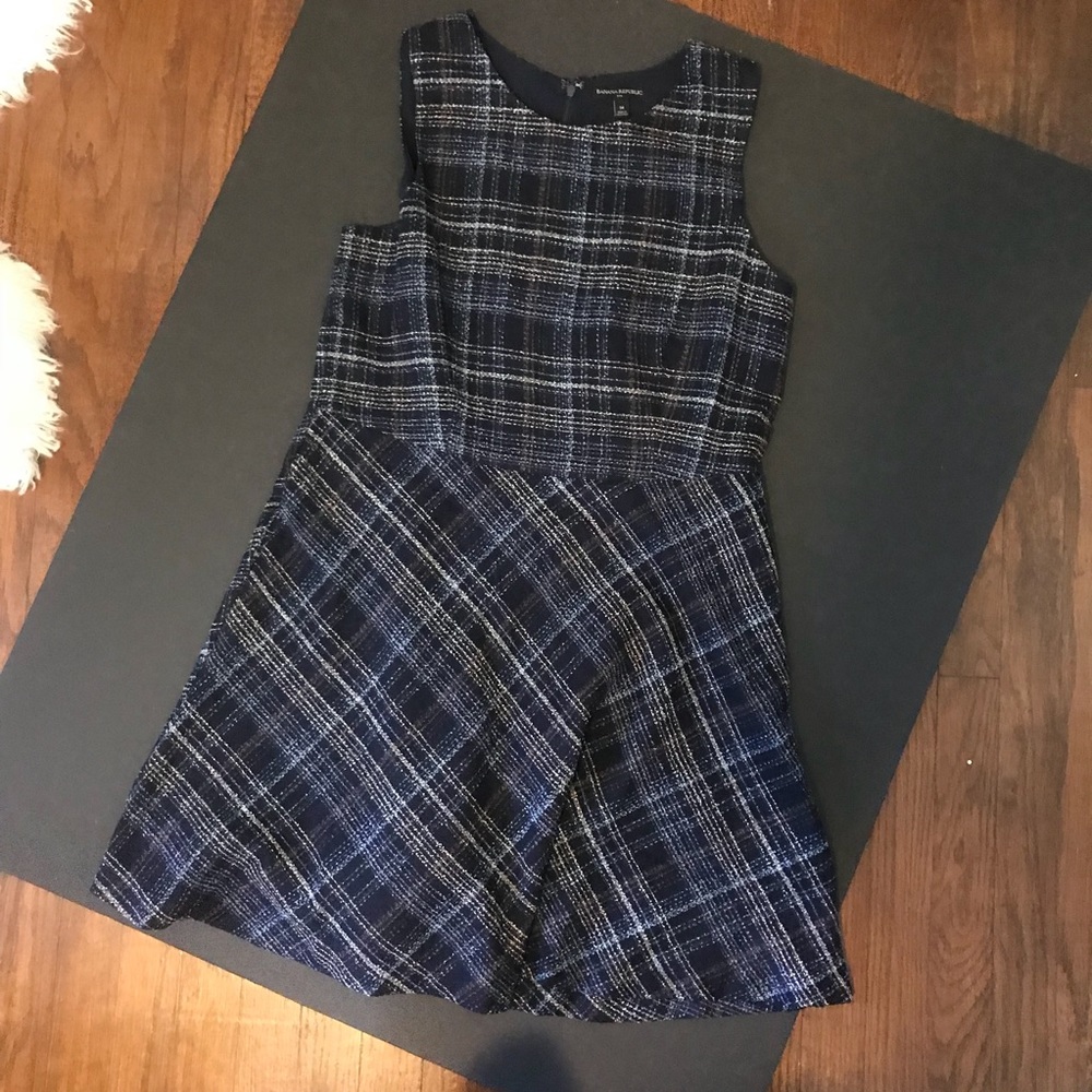 Banana Republic navy plaid sleeveless summer shift
